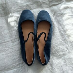 Madewell Blue Velvet Greta Ballet Flat NWOT